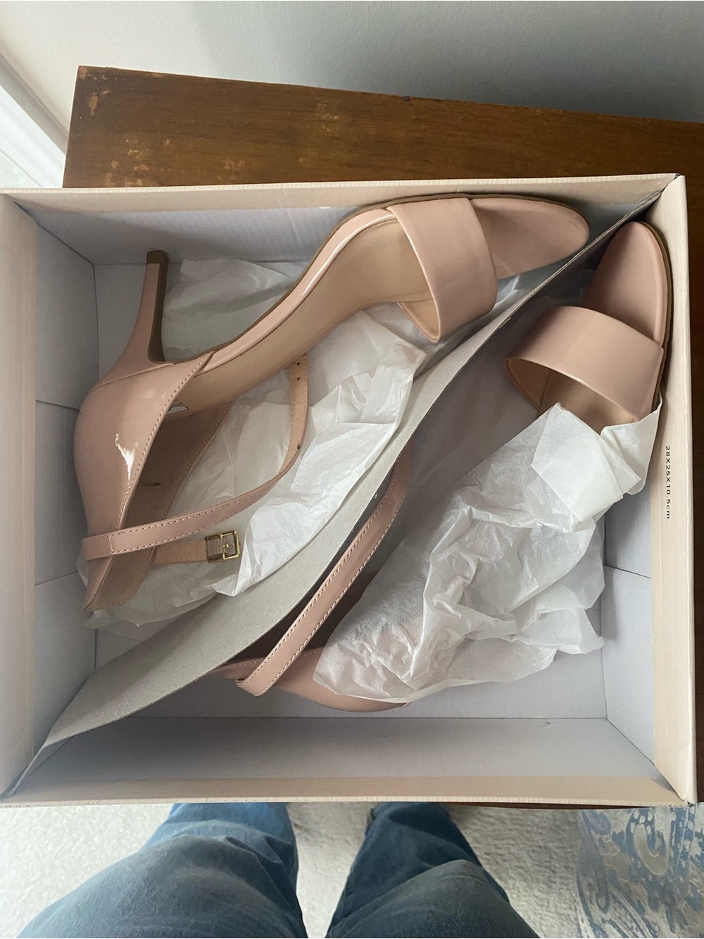 BP Women's Patent Open-Toe Slingback Heels